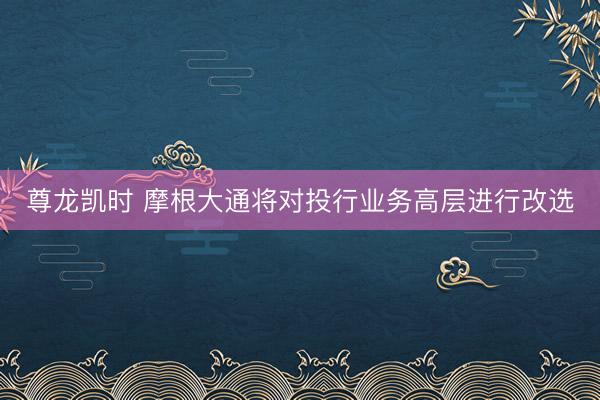 尊龙凯时 摩根大通将对投行业务高层进行改选
