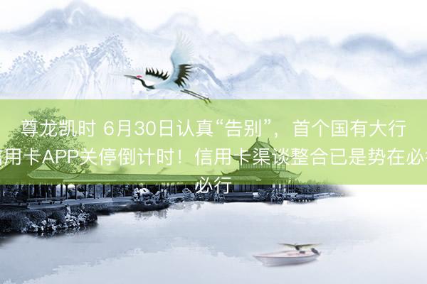 尊龙凯时 6月30日认真“告别”，首个国有大行信用卡APP关停倒计时！信用卡渠谈整合已是势在必行