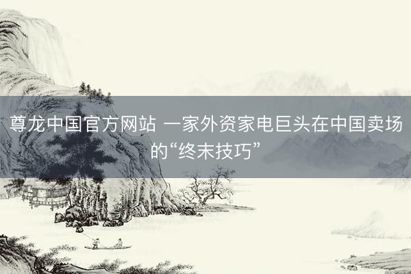尊龙中国官方网站 一家外资家电巨头在中国卖场的“终末技巧”