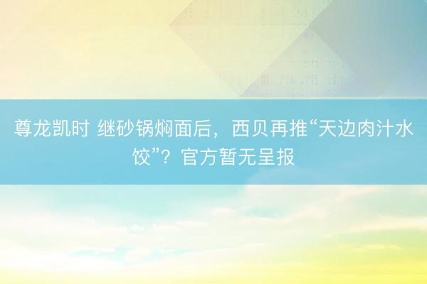 尊龙凯时 继砂锅焖面后，西贝再推“天边肉汁水饺”？官方暂无呈报
