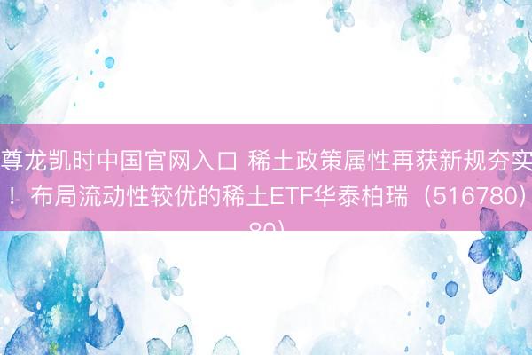 尊龙凯时中国官网入口 稀土政策属性再获新规夯实！布局流动性较优的稀土ETF华泰柏瑞（516780）