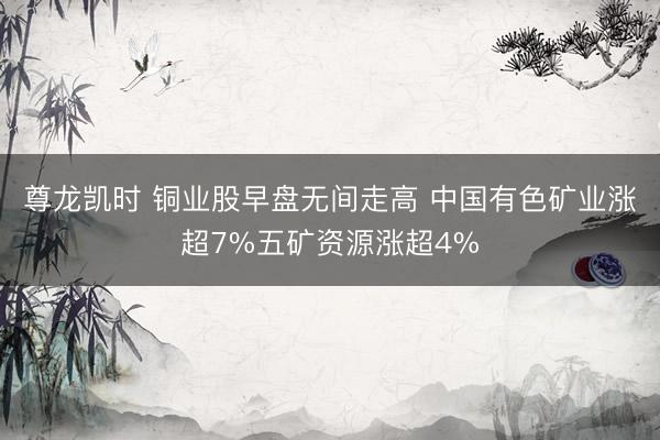 尊龙凯时 铜业股早盘无间走高 中国有色矿业涨超7%五矿资源涨超4%