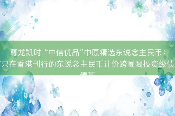 尊龙凯时 “中信优品”中原精选东说念主民币：首只在香港刊行的东说念主民币计价跨阛阓投资级债基