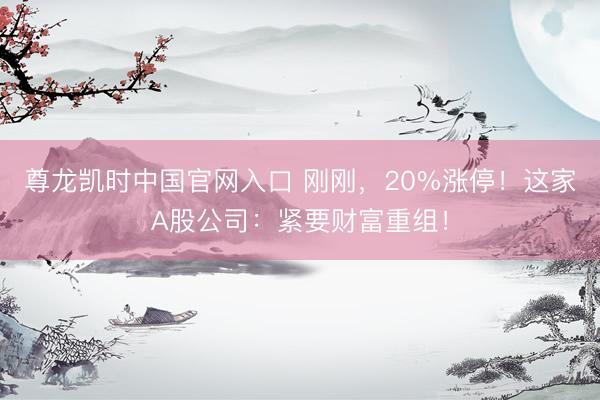 尊龙凯时中国官网入口 刚刚，20%涨停！这家A股公司：紧要财富重组！