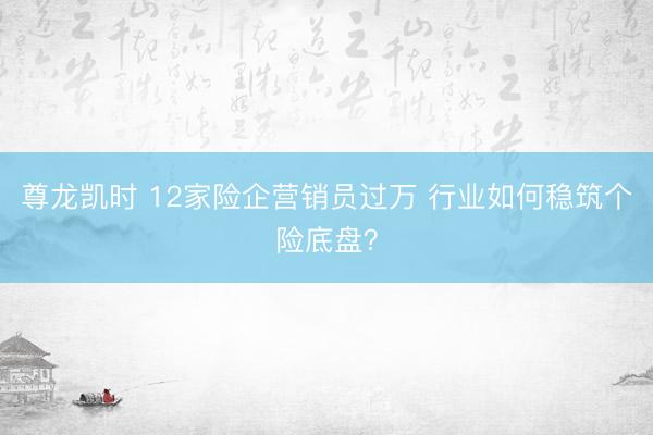 尊龙凯时 12家险企营销员过万 行业如何稳筑个险底盘？