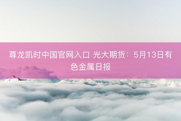 尊龙凯时中国官网入口 光大期货：5月13日有色金属日报