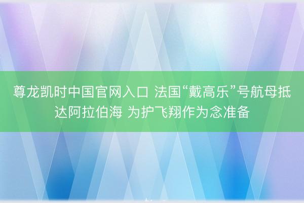 尊龙凯时中国官网入口 法国“戴高乐”号航母抵达阿拉伯海 为护飞翔作为念准备