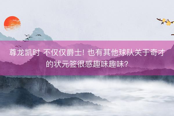尊龙凯时 不仅仅爵士! 也有其他球队关于奇才的状元签很感趣味趣味?