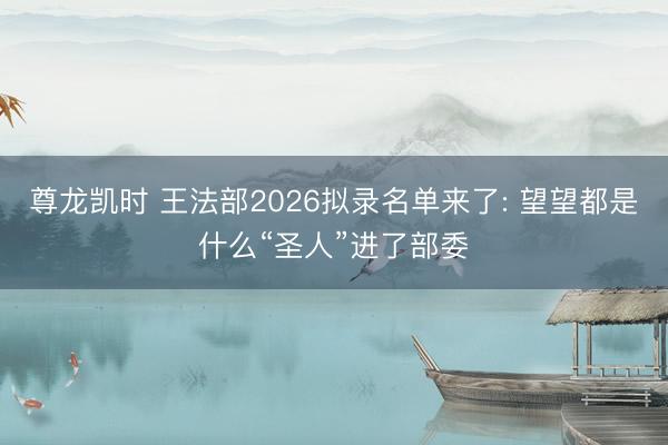 尊龙凯时 王法部2026拟录名单来了: 望望都是什么“圣人”进了部委