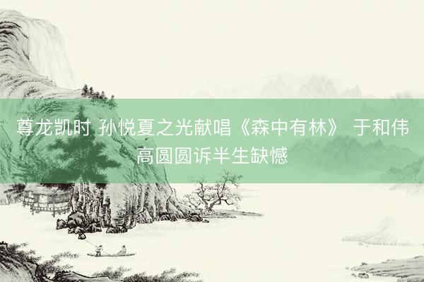 尊龙凯时 孙悦夏之光献唱《森中有林》 于和伟高圆圆诉半生缺憾