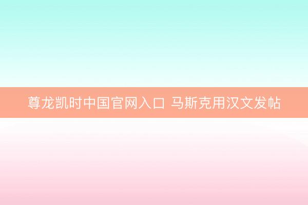 尊龙凯时中国官网入口 马斯克用汉文发帖