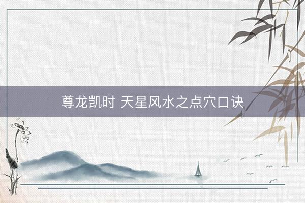 尊龙凯时 天星风水之点穴口诀