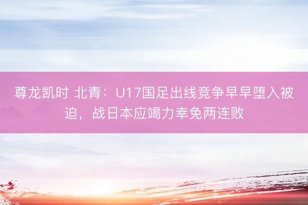 尊龙凯时 北青：U17国足出线竞争早早堕入被迫，战日本应竭力幸免两连败