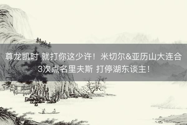 尊龙凯时 就打你这少许！米切尔&亚历山大连合3次点名里夫斯 打停湖东谈主！