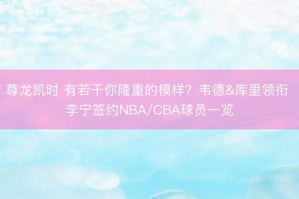 尊龙凯时 有若干你隆重的模样？韦德&库里领衔 李宁签约NBA/CBA球员一览