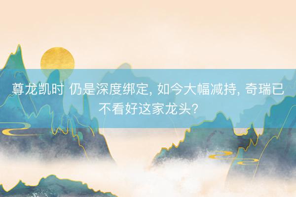 尊龙凯时 仍是深度绑定， 如今大幅减持， 奇瑞已不看好这家龙头?