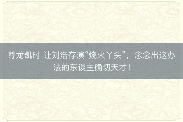 尊龙凯时 让刘浩存演“烧火丫头”，念念出这办法的东谈主确切天才！