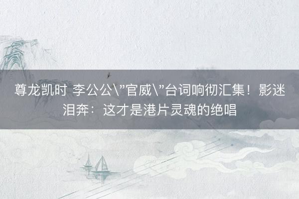 尊龙凯时 李公公
