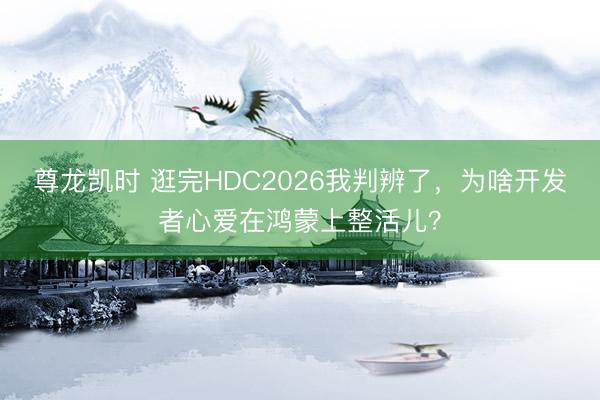 尊龙凯时 逛完HDC2026我判辨了，为啥开发者心爱在鸿蒙上整活儿？