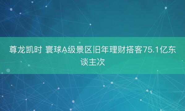 尊龙凯时 寰球A级景区旧年理财搭客75.1亿东谈主次