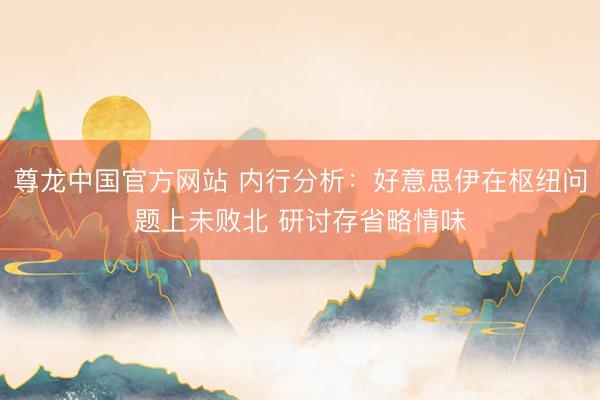 尊龙中国官方网站 内行分析：好意思伊在枢纽问题上未败北 研讨存省略情味