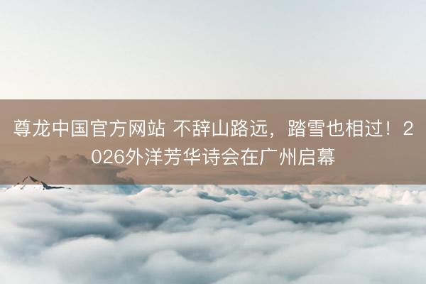 尊龙中国官方网站 不辞山路远，踏雪也相过！2026外洋芳华诗会在广州启幕