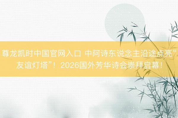 尊龙凯时中国官网入口 中阿诗东说念主沿途点亮“友谊灯塔”！2026国外芳华诗会崇拜启幕！